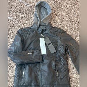 American Breed Black Leather Faux Fur Jacket